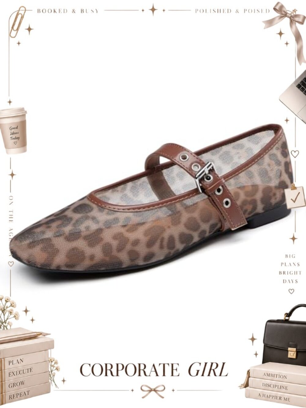 Mesh Ballet Flats Square Toe Mary Jane Comfortable Casual Ballerina Shoes